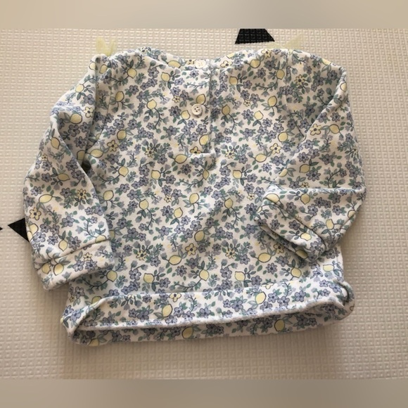 Nicole Miller|Baby girl ditsy floral white crewneck sweater with lace detail• - Picture 2 of 6